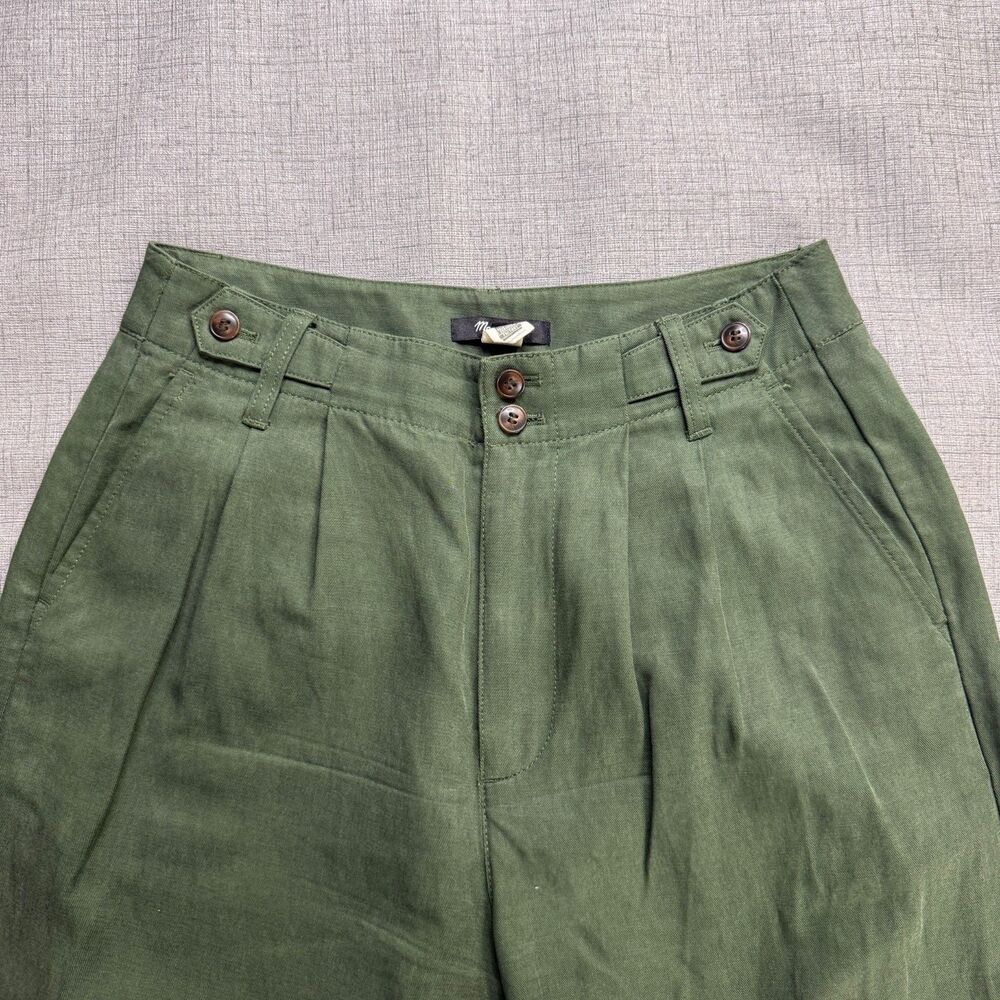 Madewell Pants Womens 4 Harlow Wide Leg High Rise Linen Blend Green Boho - Picture 2 of 15